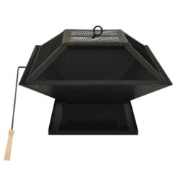 VidaXL Vuurschaal En Barbecue 2-in-1 Met Pook 46,5x46,5x37 Cm Staal