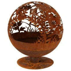 Esschert Design Vuurkorf Lasergesneden Bloemen Roestkleurig FF294