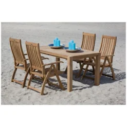 Exotan Verstelbare Tuinstoel Comfort - Teak - Naturel - 109x74x58 -BBQ En Tuin Verkoop 1000088947 0102