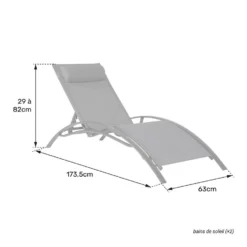 Happy Garden Zonnebedden GALAPAGOS - Grijs - Aluminium -BBQ En Tuin Verkoop 1000094866 0104