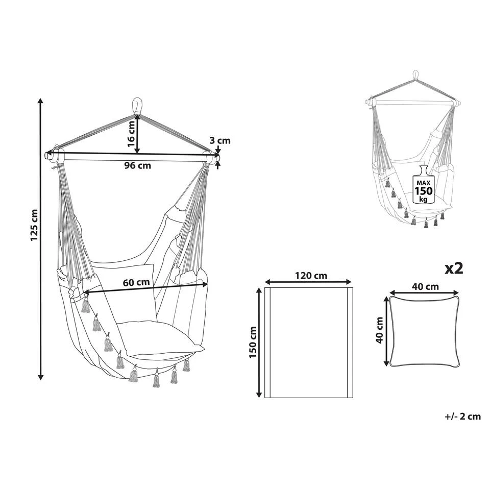 Beliani Hangstoel VARENA - Beige Katoen 3 Beliani Hangstoel VARENA - Beige Katoen - Image 3