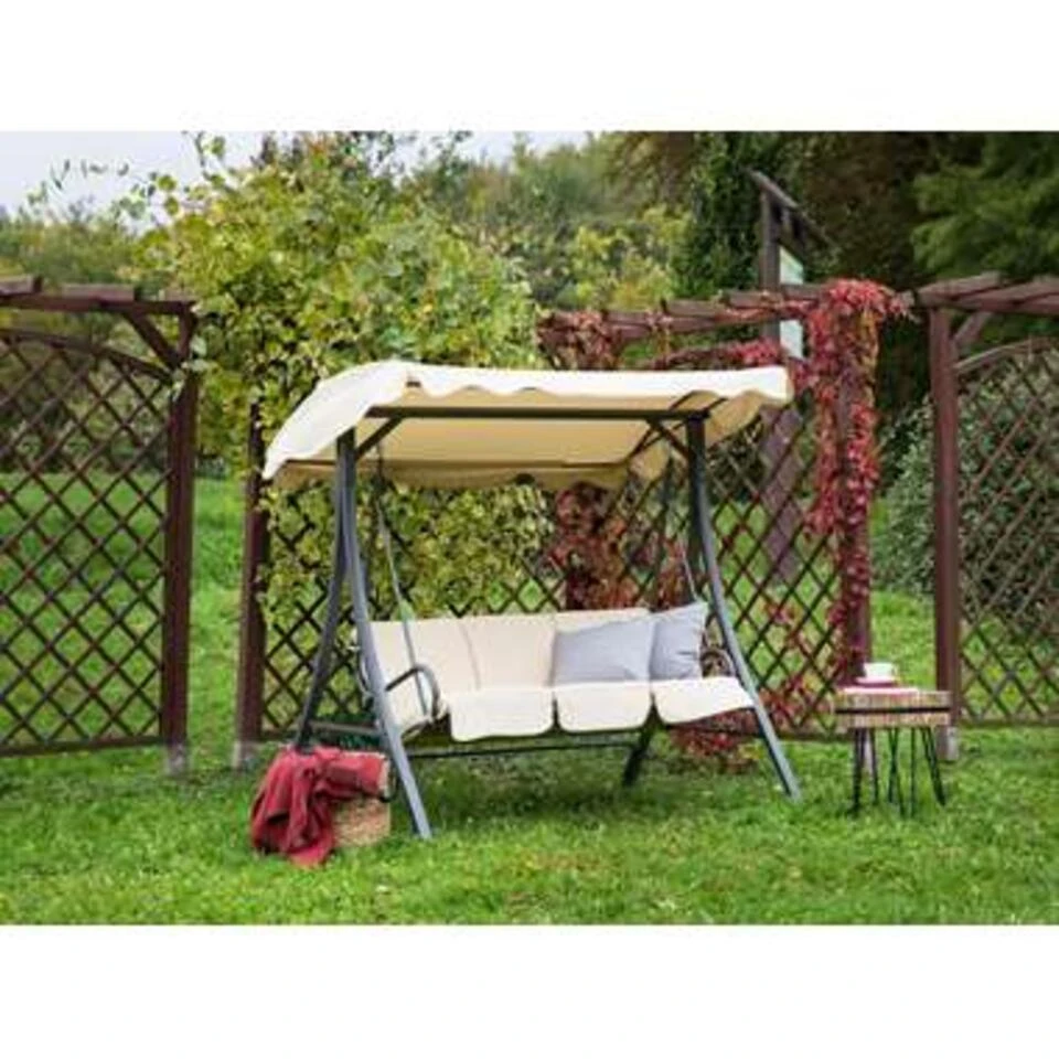 Beliani Schommelbank GARBO - Beige Polyester 2 Beliani Schommelbank GARBO - Beige Polyester - Image 2