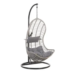 Beliani Hangstoel PINETO - Grijs Pe Rotan