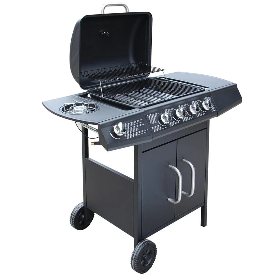 VidaXL Gasbarbecue 4+1 Kookzone Zwart 1 VidaXL Gasbarbecue 4+1 Kookzone Zwart