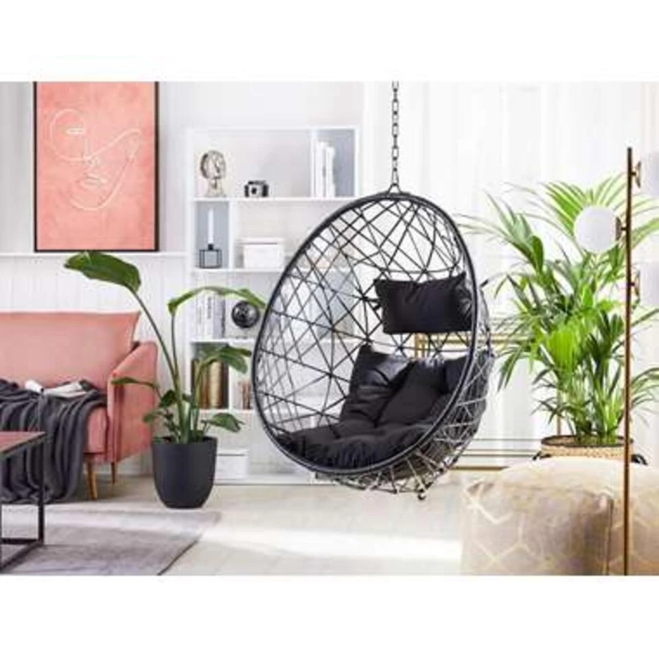 Beliani Hangstoel ALATRI - Zwart Pe Rotan 2 Beliani Hangstoel ALATRI - Zwart Pe Rotan - Image 2
