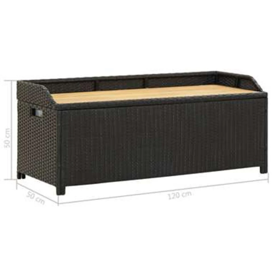 VidaXL Tuinopbergbank 120 Cm Poly Rattan Zwart 3 VidaXL Tuinopbergbank 120 Cm Poly Rattan Zwart - Image 3