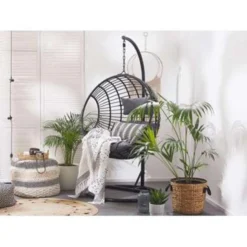 Beliani Hangstoel ASPIO - Zwart Pe Rotan -BBQ En Tuin Verkoop 1498029831 0102