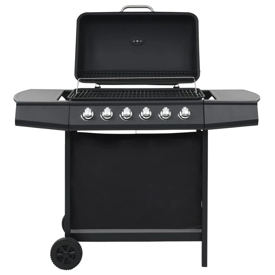 VidaXL Gasbarbecue Met 6 Kookzones Staal Zwart 1 VidaXL Gasbarbecue Met 6 Kookzones Staal Zwart