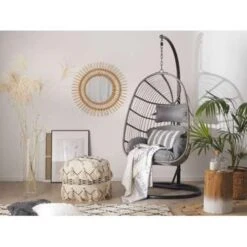 Beliani Hangstoel CASOLI - Grijs Pe Rotan -BBQ En Tuin Verkoop 1640452479 0101