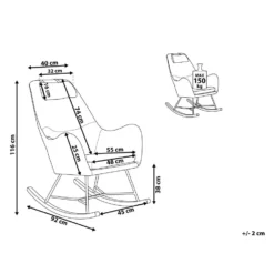 Beliani Schommelstoel ARRIE - Grijs Fluweel -BBQ En Tuin Verkoop 1783630521 0102