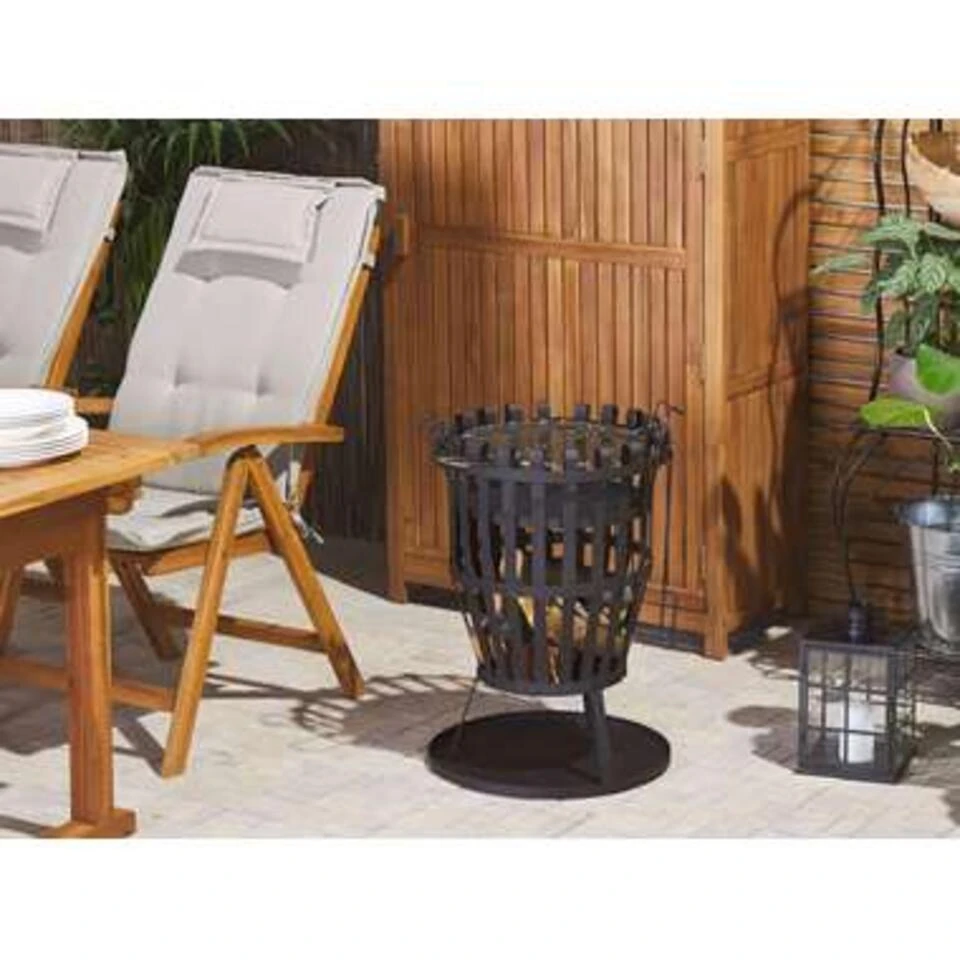 Beliani Vuurkorf Voor Hout PULO - Zwart Staal 2 Beliani Vuurkorf Voor Hout PULO - Zwart Staal - Image 2