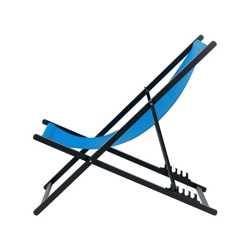 Beliani Tuinligstoel LOCRI II - Blauw Synthetisch Materiaal, Aluminium 4 Beliani Tuinligstoel LOCRI II - Blauw Synthetisch Materiaal, Aluminium - Image 4