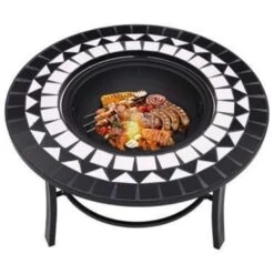VidaXL Vuurschaal Mozaïek 68 Cm Keramiek Zwart En Wit -BBQ En Tuin Verkoop 2acd34c140a047a1a90fef6688d90985
