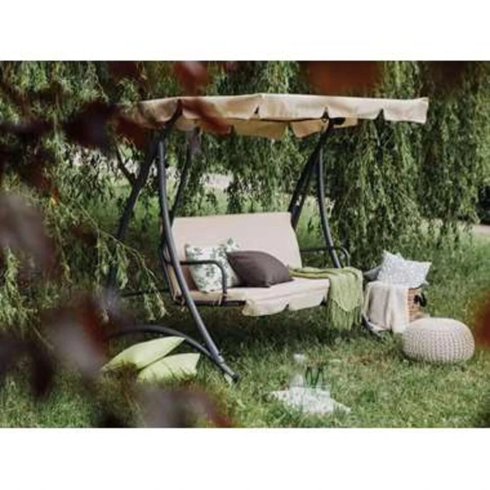 Beliani Schommelbank TEMPLE - Beige Polyester 2 Beliani Schommelbank TEMPLE - Beige Polyester - Image 2