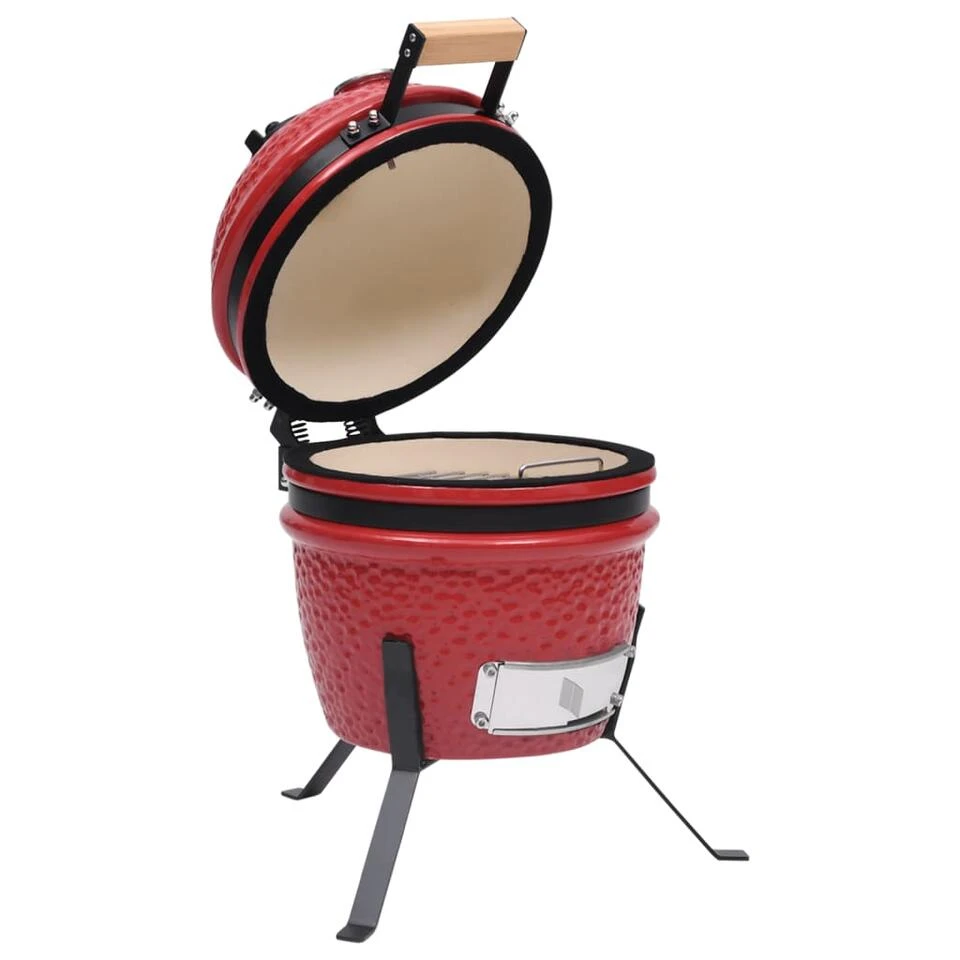 VidaXL Kamado Barbecue 2-in-1 56 Cm Keramiek Rood 3 VidaXL Kamado Barbecue 2-in-1 56 Cm Keramiek Rood - Image 3
