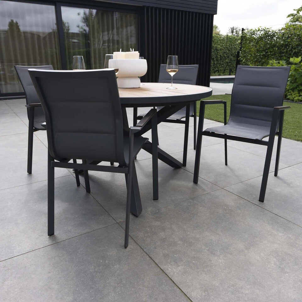 Giga Meubel Dining Tuinstoel Aluminium Antraciet - Zithoogte 45cm - Stoel Quin 3 Giga Meubel Dining Tuinstoel Aluminium Antraciet - Zithoogte 45cm - Stoel Quin - Image 3