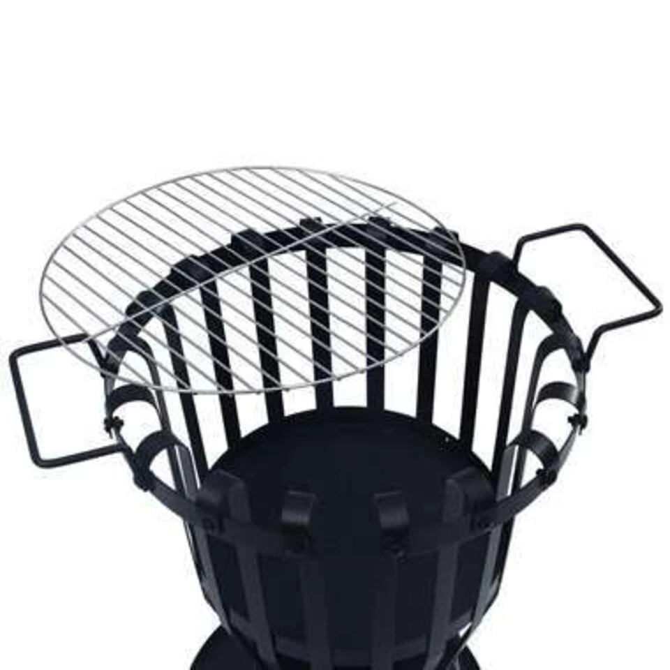 VidaXL Buiten Vuurplaats Met Barbecuerooster 47,5 Cm Staal 4 VidaXL Buiten Vuurplaats Met Barbecuerooster 47,5 Cm Staal - Image 4
