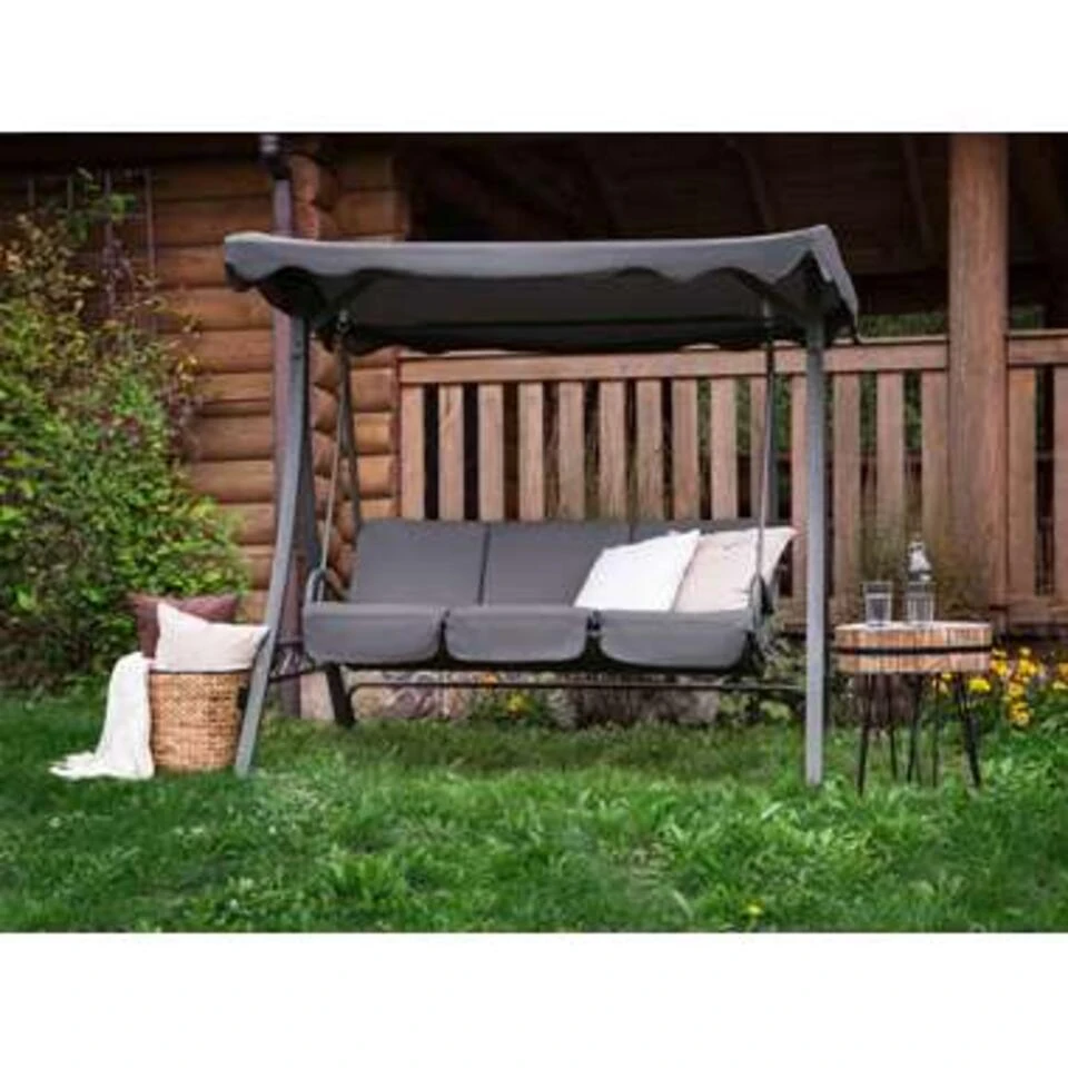 Beliani Schommelbank GARBO - Grijs Polyester 2 Beliani Schommelbank GARBO - Grijs Polyester - Image 2