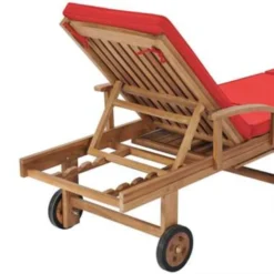 VidaXL Ligbed Met Kussen Massief Teakhout Rood -BBQ En Tuin Verkoop 70c2d7a7534c47d7a69b156850029633