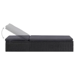 VidaXL Ligbed Poly Rattan Zwart En Donkergrijs -BBQ En Tuin Verkoop 713ca18974fe42009afa260cf03fd6ce