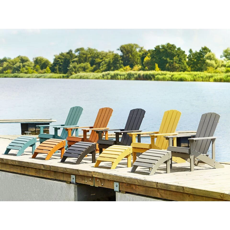 Beliani Voetenbankje ADIRONDACK - Grijs Kunsthout 2 Beliani Voetenbankje ADIRONDACK - Grijs Kunsthout - Image 2