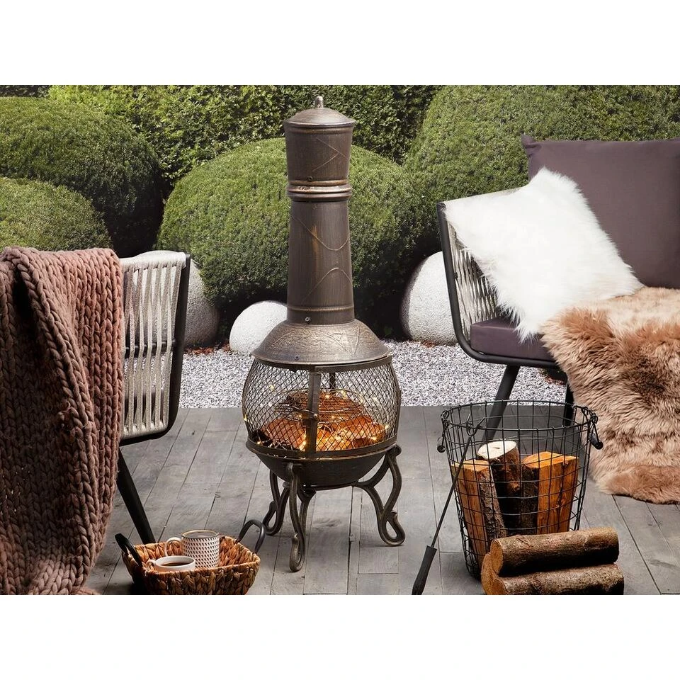 Beliani Vuurkorf Voor Hout TACORA - Messing Staal 2 Beliani Vuurkorf Voor Hout TACORA - Messing Staal - Image 2