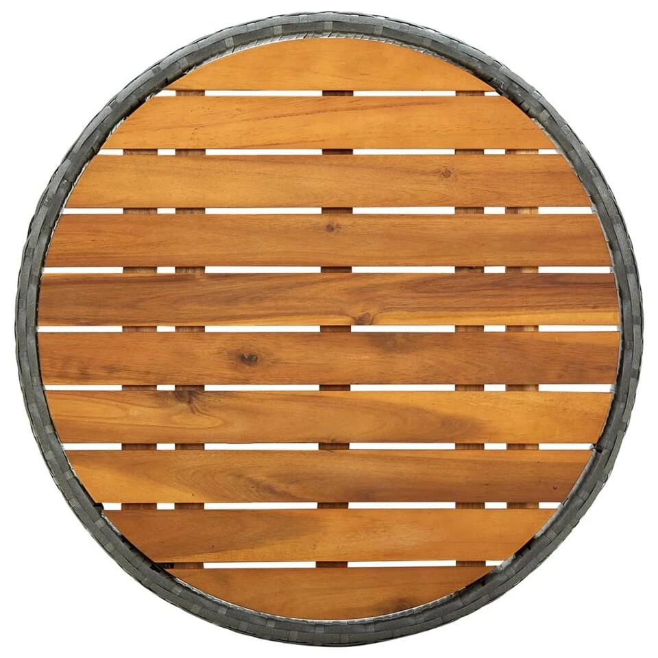 VidaXL Tafeltje 60 Cm Poly Rattan En Massief Acaciahout Grijs 4 VidaXL Tafeltje 60 Cm Poly Rattan En Massief Acaciahout Grijs - Image 4