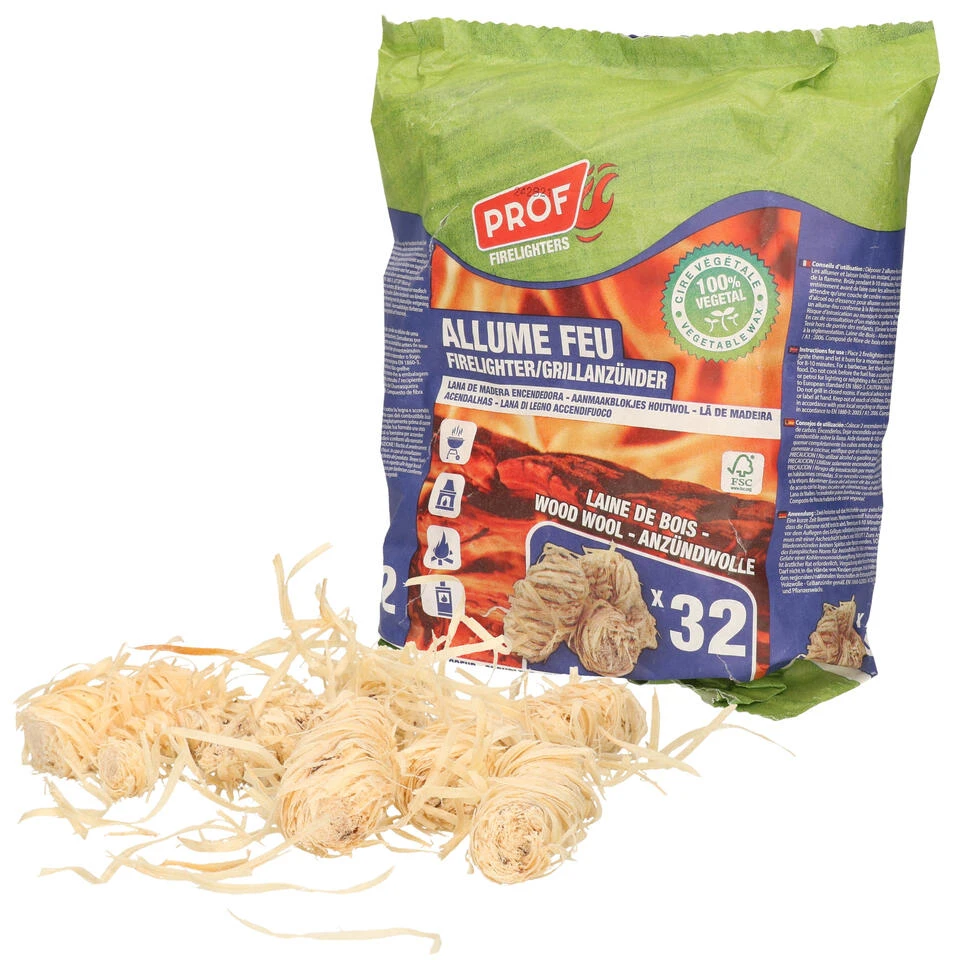 Prof Barbecue Aanmaak Houtwol - 32x - Bruin - Geurloos - BBQ 2 Prof Barbecue Aanmaak Houtwol - 32x - Bruin - Geurloos - BBQ - Image 2