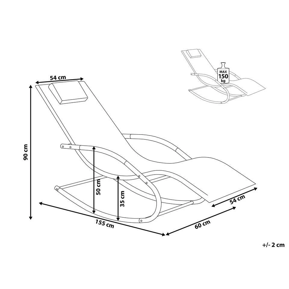 Beliani Tuinligstoel CARANO II - Rood Staal, Textiel 3 Beliani Tuinligstoel CARANO II - Rood Staal, Textiel - Image 3