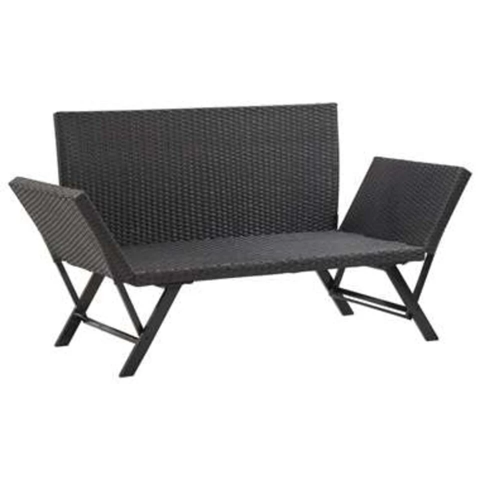 VidaXL Tuinbank Met Kussens 176 Cm Poly Rattan Zwart 2 VidaXL Tuinbank Met Kussens 176 Cm Poly Rattan Zwart - Image 2