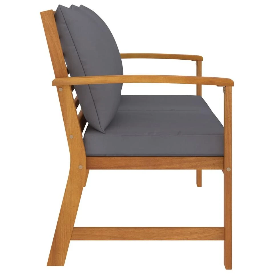 VidaXL Tuinbank Met Donkergrijs Kussen 120 Cm Massief Acaciahout Overig 2 VidaXL Tuinbank Met Donkergrijs Kussen 120 Cm Massief Acaciahout Overig - Image 2