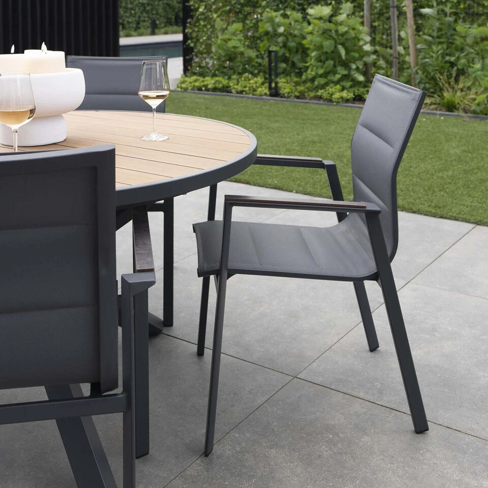 Giga Meubel Dining Tuinstoel Aluminium Antraciet - Zithoogte 45cm - Stoel Quin 2 Giga Meubel Dining Tuinstoel Aluminium Antraciet - Zithoogte 45cm - Stoel Quin - Image 2