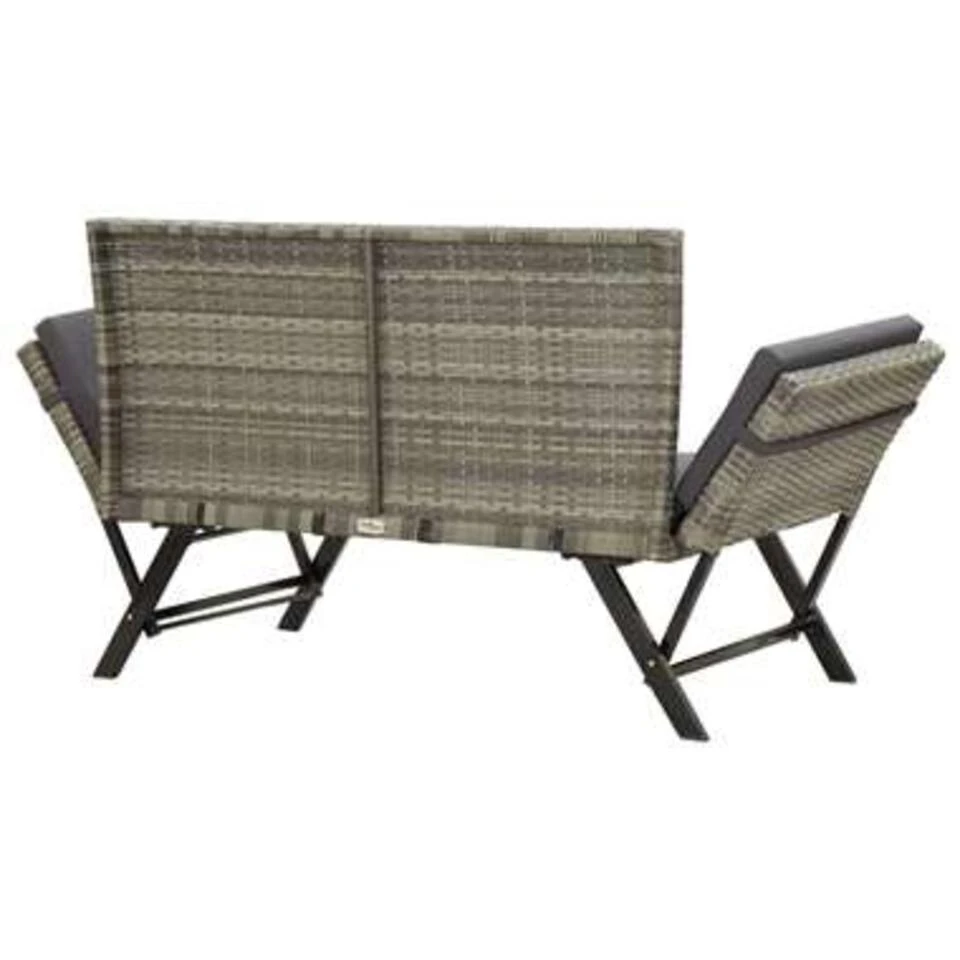 VidaXL Tuinbank Met Kussens 176 Cm Poly Rattan Grijs 2 VidaXL Tuinbank Met Kussens 176 Cm Poly Rattan Grijs - Image 2