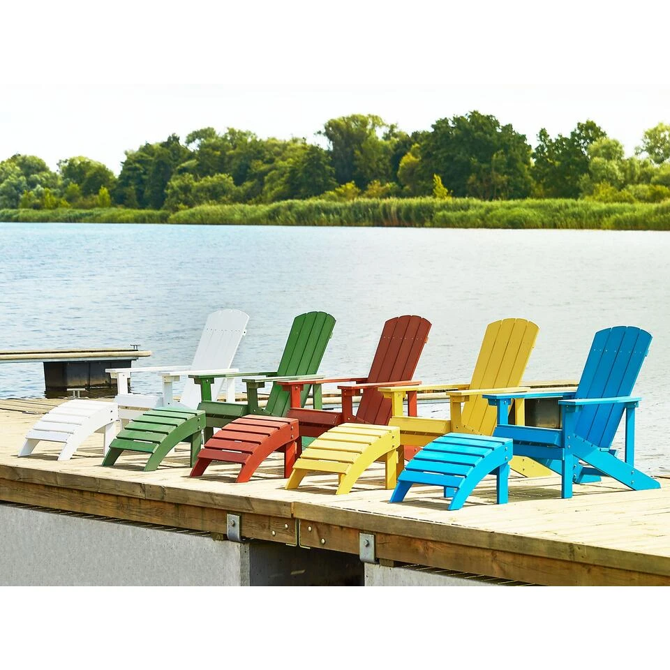 Beliani Voetenbankje ADIRONDACK - Rood Kunsthout 2 Beliani Voetenbankje ADIRONDACK - Rood Kunsthout - Image 2