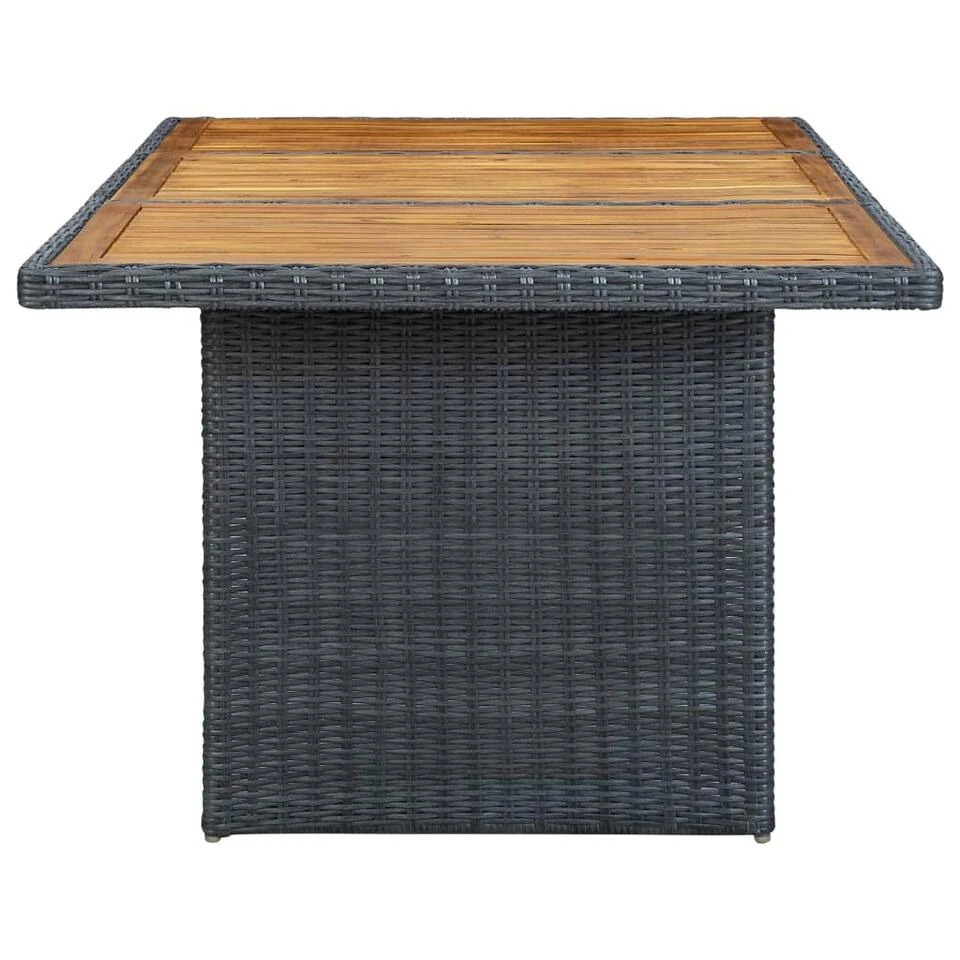 VidaXL Tuintafel Poly Rattan En Massief Acaciahout Donkergrijs 2 VidaXL Tuintafel Poly Rattan En Massief Acaciahout Donkergrijs - Image 2