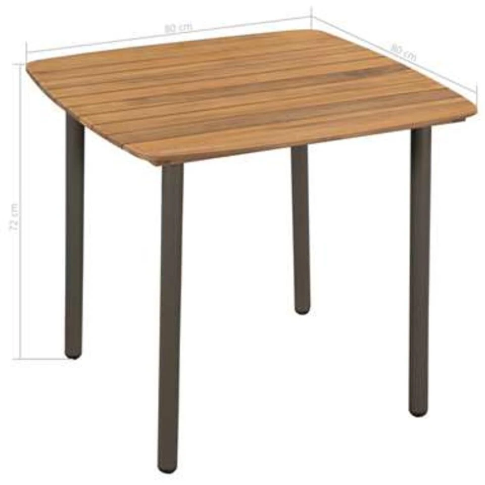 VidaXL Tuintafel 80x80x72 Cm Massief Acaciahout En Staal 4 VidaXL Tuintafel 80x80x72 Cm Massief Acaciahout En Staal - Image 4