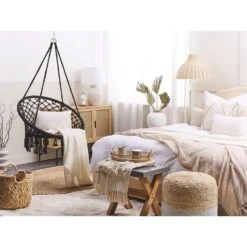 Beliani Hangstoel GABELLA - Zwart Katoen -BBQ En Tuin Verkoop aee55501a2894f858c6fba082cb6387b