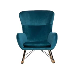 Beliani Schommelstoel ELLAN - Blauw Fluweel -BBQ En Tuin Verkoop af000819e85548119cc015a01aa9732e