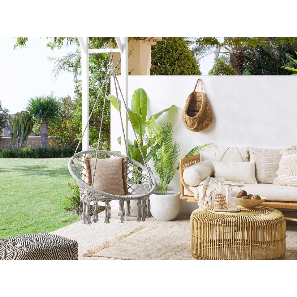 Beliani Hangstoel GABELLA - Grijs Katoen 2 Beliani Hangstoel GABELLA - Grijs Katoen - Image 2