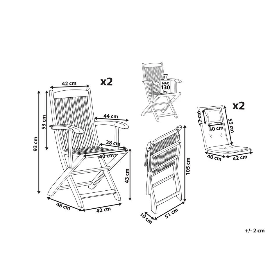 Beliani Tuinstoel MAUI - Lichte Houtkleur Acaciahout 2 Beliani Tuinstoel MAUI - Lichte Houtkleur Acaciahout - Image 2