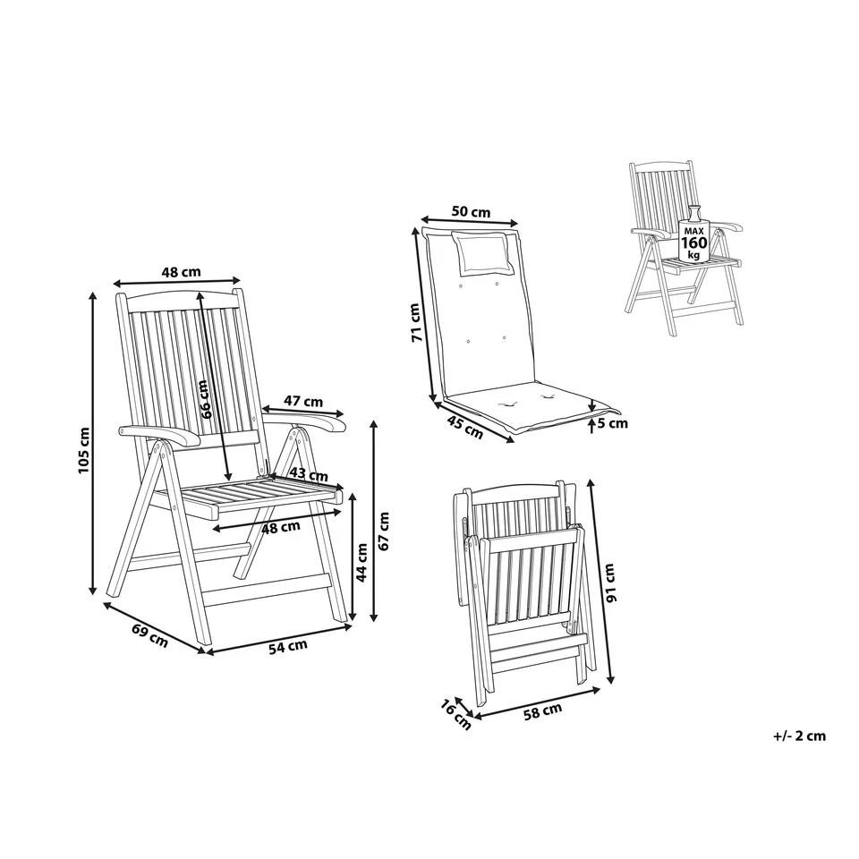 Beliani Tuinstoel JAVA - Lichte Houtkleur Acaciahout 2 Beliani Tuinstoel JAVA - Lichte Houtkleur Acaciahout - Image 2