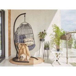 Beliani Hangstoel SESIA - Grijs Polyester, Pe Rotan 6 Beliani Hangstoel SESIA - Grijs Polyester, Pe Rotan -BBQ En Tuin Verkoop d4ab082dc1fe4b84819f1349bc85b944