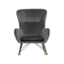 Beliani Schommelstoel ELLAN - Grijs Fluweel -BBQ En Tuin Verkoop d62bec75d0834c28b7fb7c65256607da