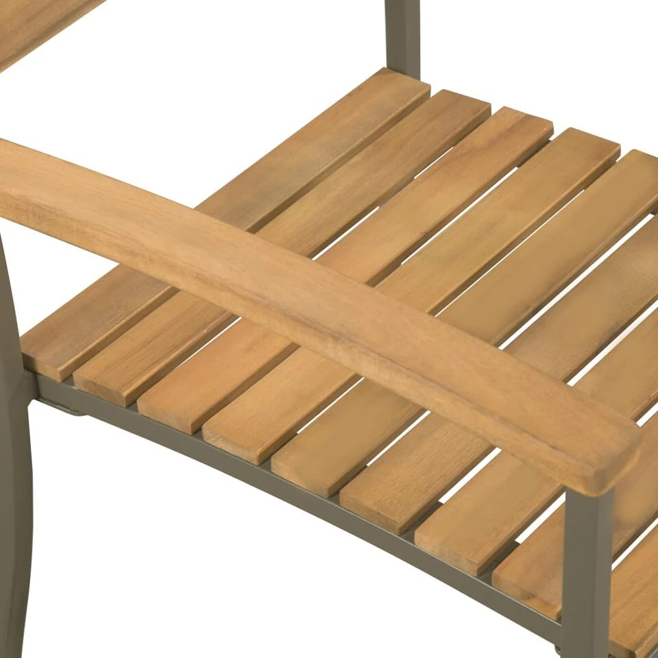 VidaXL Tuinstoelen Stapelbaar 2 St Massief Acaciahout En Staal 3 VidaXL Tuinstoelen Stapelbaar 2 St Massief Acaciahout En Staal - Image 3