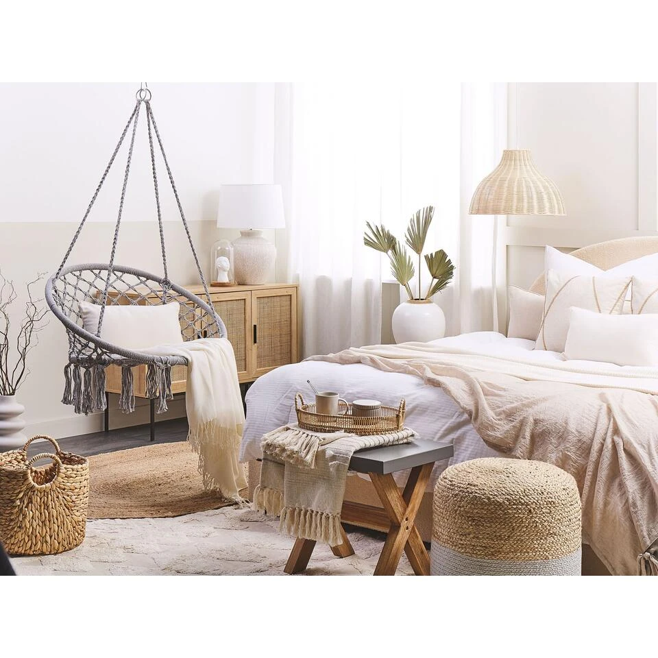 Beliani Hangstoel GABELLA - Grijs Katoen 4 Beliani Hangstoel GABELLA - Grijs Katoen - Image 4